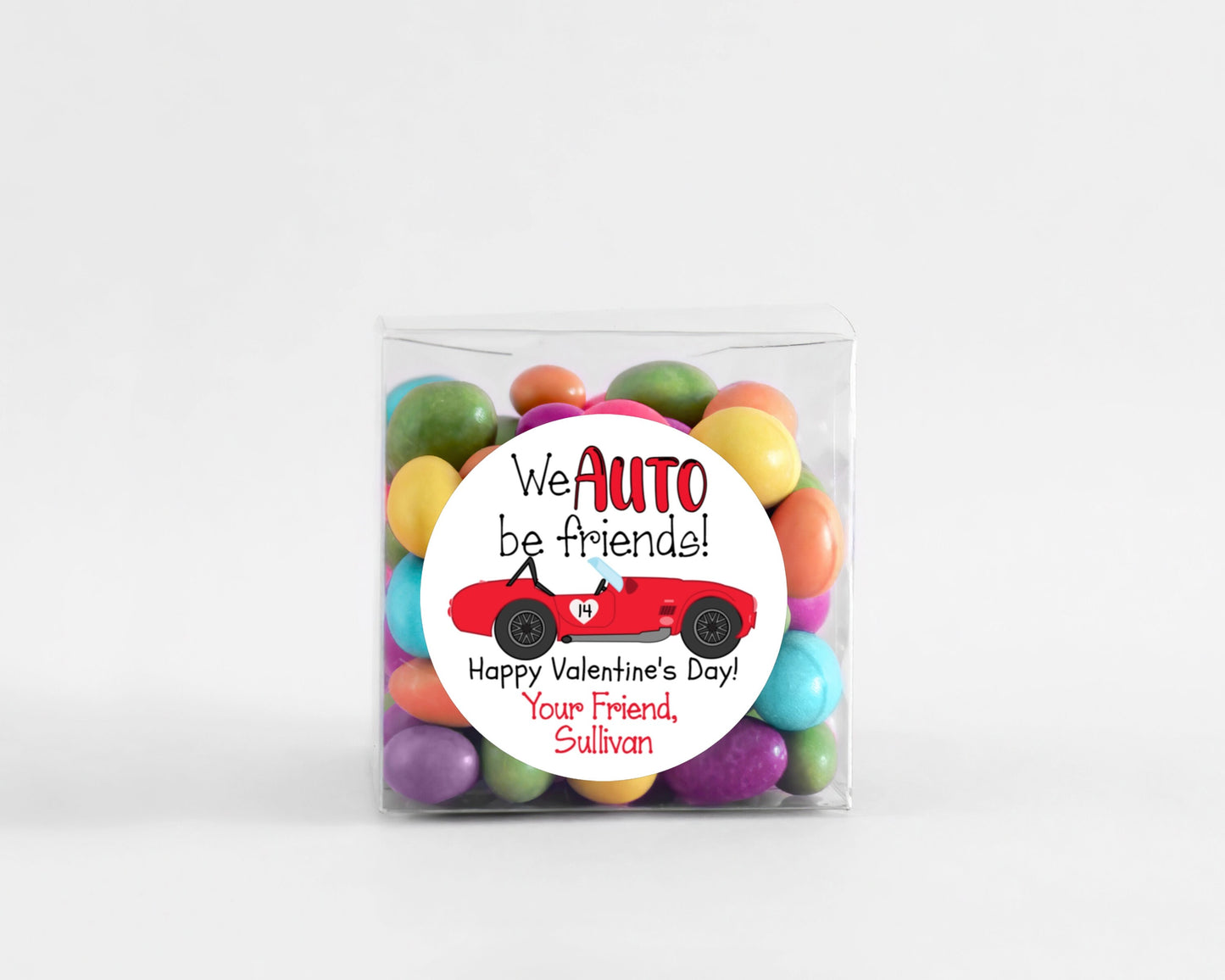 Red Race Car We AUTO Be Friends Happy Valentine's Day School Round Class Teacher Kids Class Party Favors Label Stickers Multiple Sizes