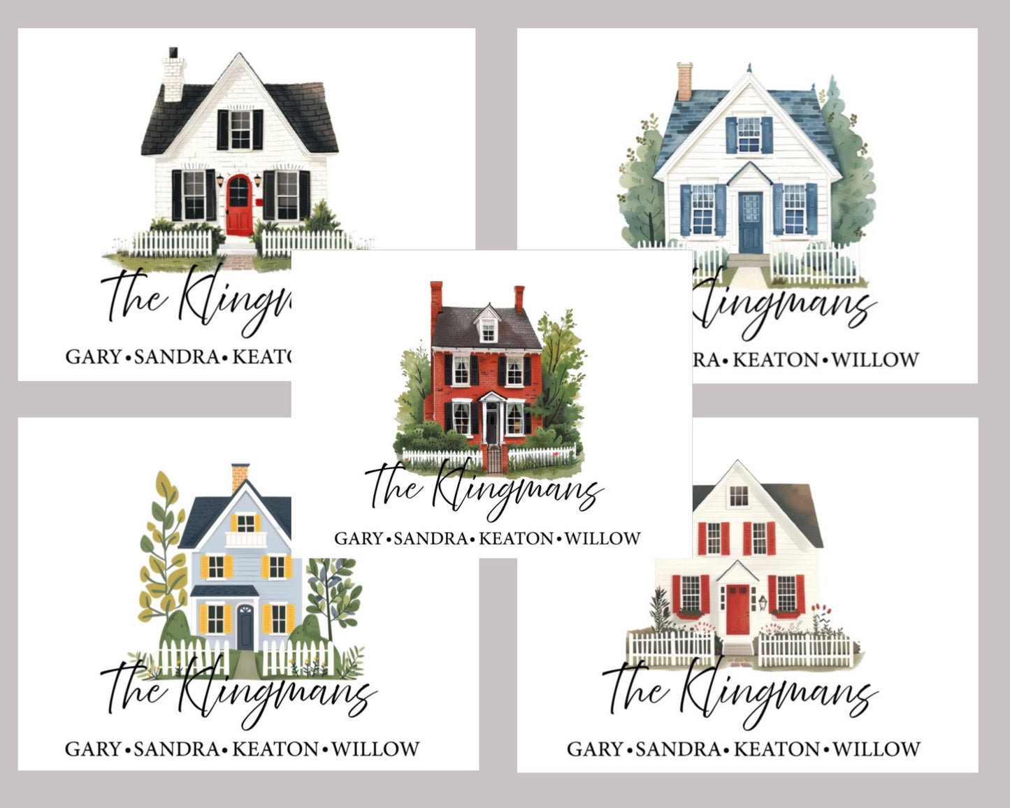 New House New Home House Warming Gift Family Name Folded Notecard Note Card Personalized Custom Stationery Stationary Notecard Set of 12