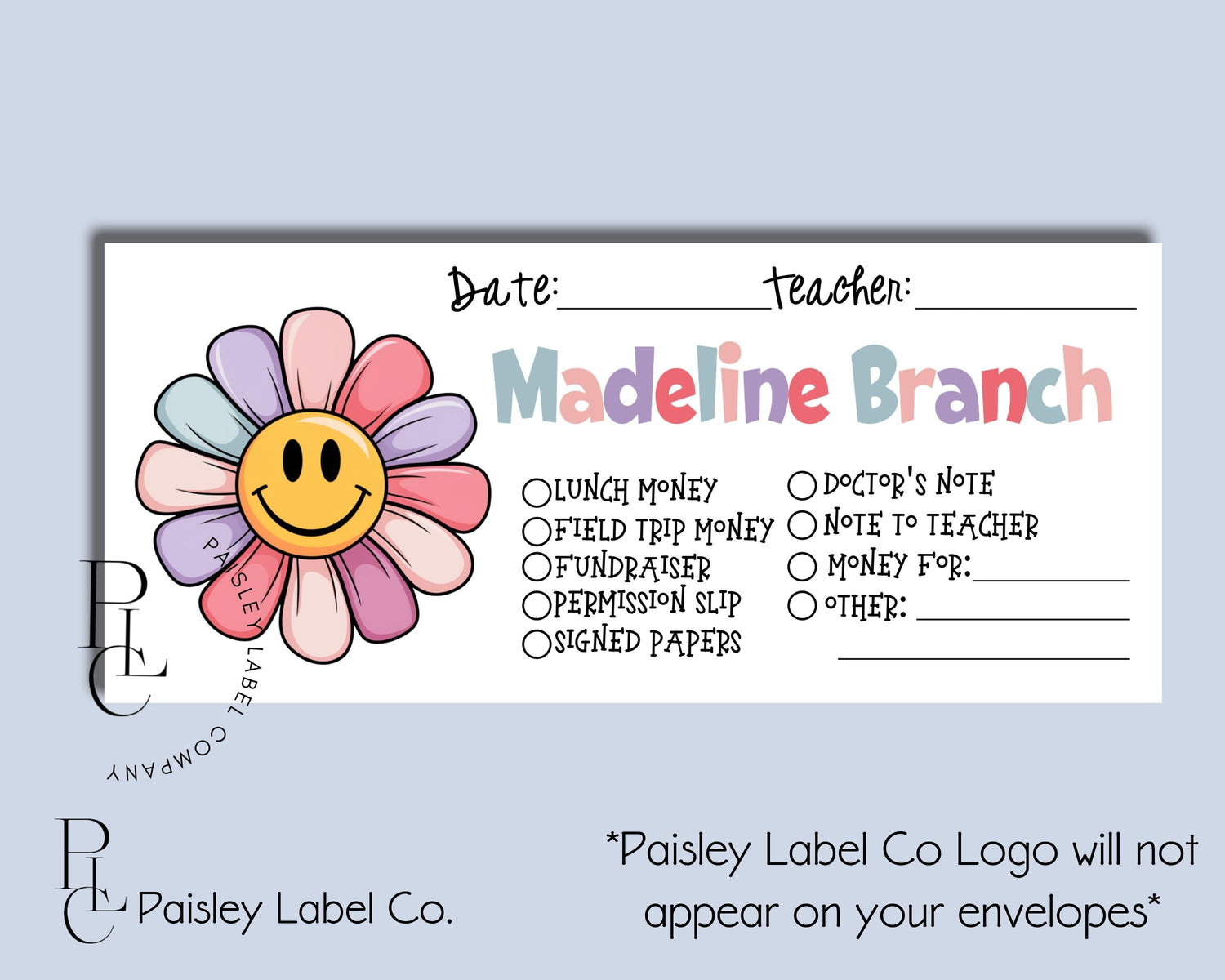 School Money Correspondence Envelopes