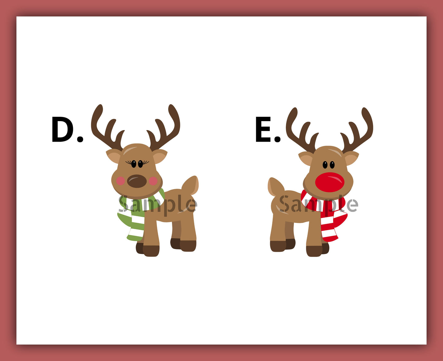 Whimsical Christmas Reindeer Deer Winter Holiday Return Address Labels Sheet of 30