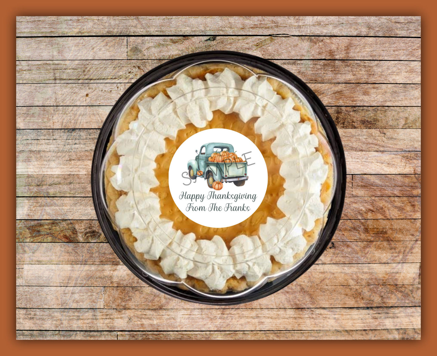 Thanksgiving Personalized Autumn Fall Truck Old Pickup Pumpkins Gift Giving Large Circle Sticker Labels 3 sizes