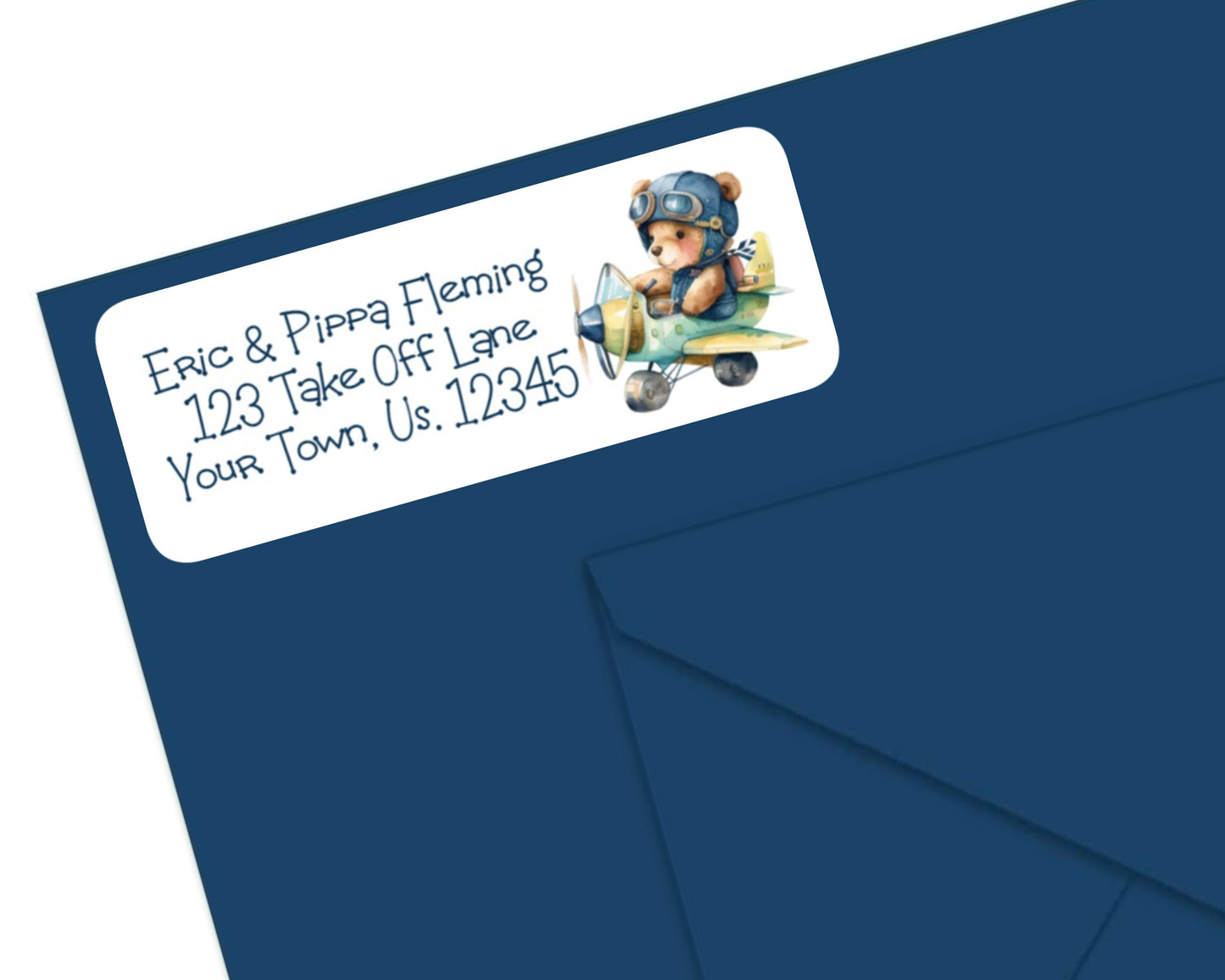 Baby Bear Pilot Aviator Airplane Plane Return Address Labels Stickers Baby Shower Baby Announcement Sheet of 30