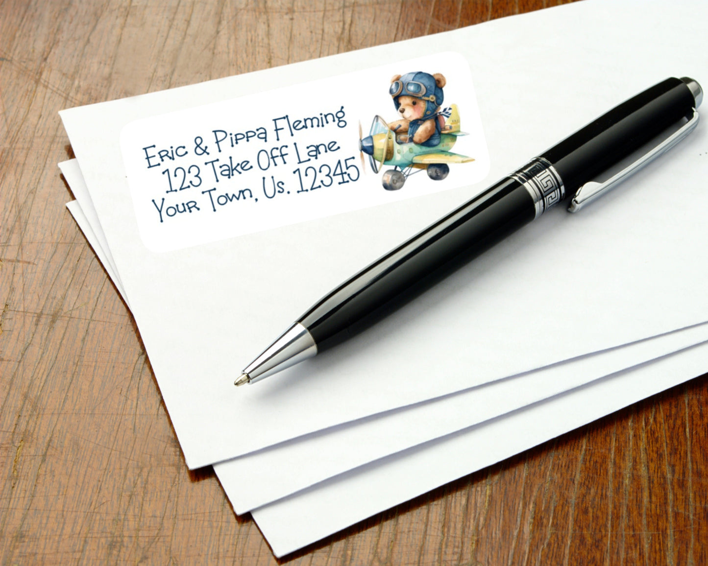 Baby Bear Pilot Aviator Airplane Plane Return Address Labels Stickers Baby Shower Baby Announcement Sheet of 30