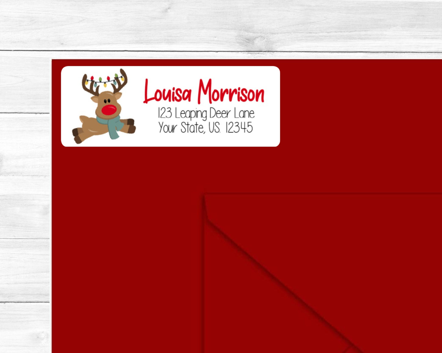 Whimsical Christmas Reindeer Deer Winter Holiday Return Address Labels Sheet of 30