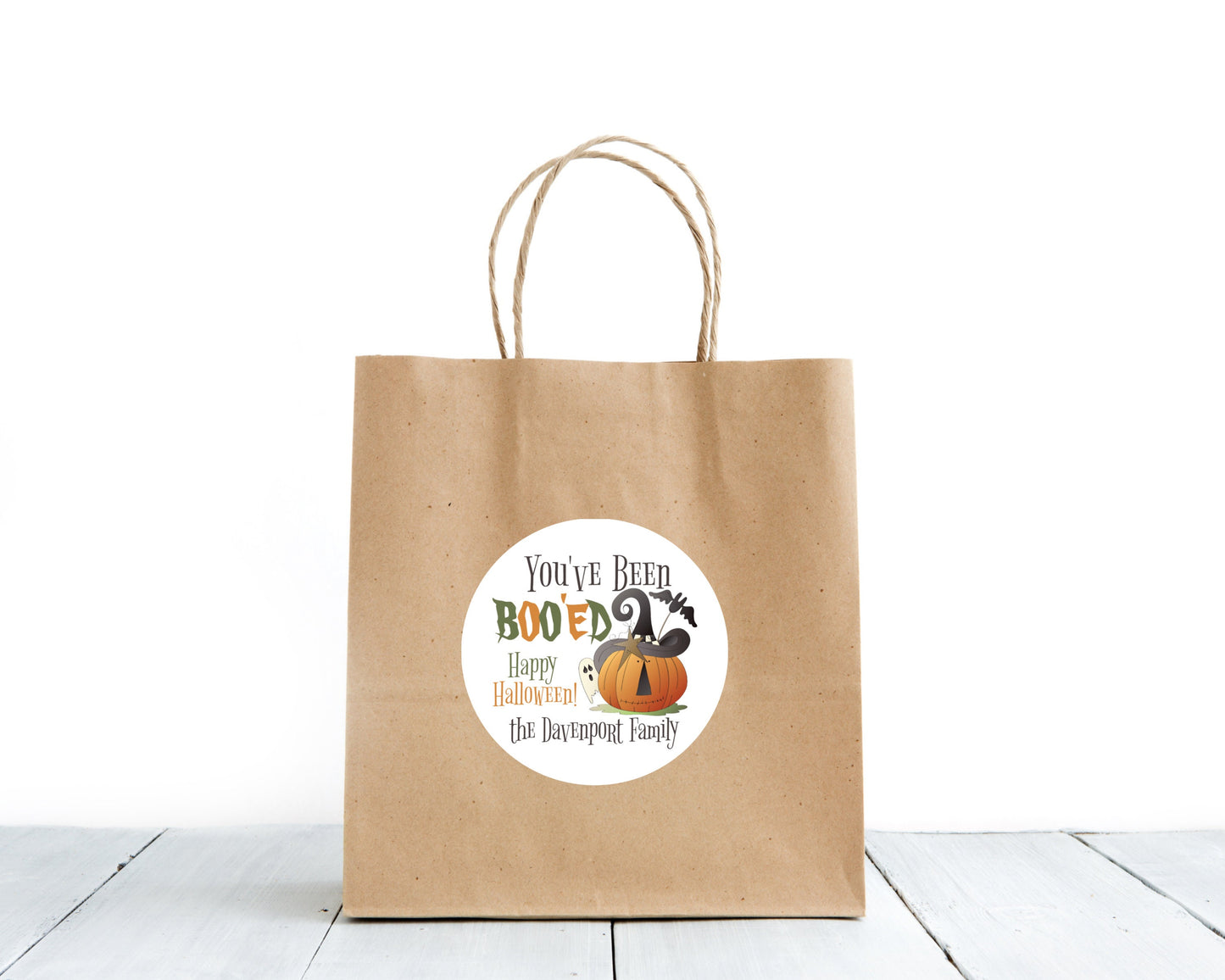 Prim Primitive You've Been Boo'ed Halloween Stickers Bat Pumpkin Ghost Booed Sticker Label Happy Halloween Gift Tag Round Candy Sticker