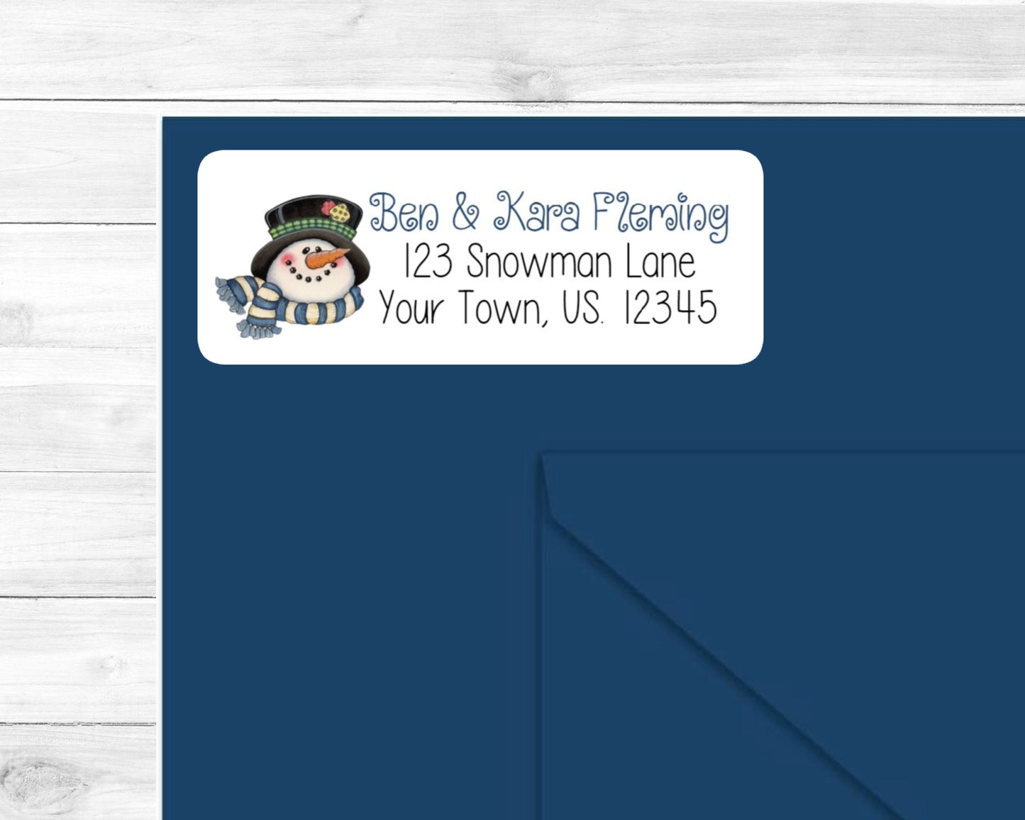 Winter Snowman Patchwork Top Hat Scarf Personalized Return Address Labels Sheet of 30 Stickers