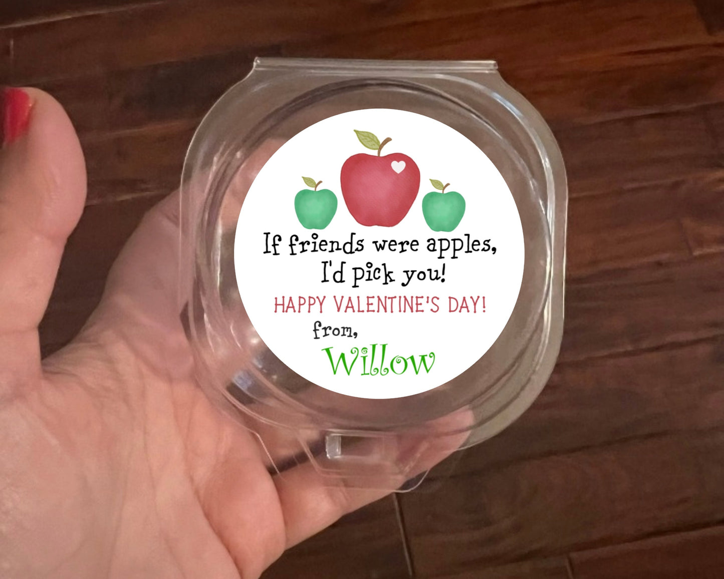 Apple Picking Friends Heart Fruit Valentines Day Round Class Teacher Kids Class Party Favors Label Stickers Multiple Sizes