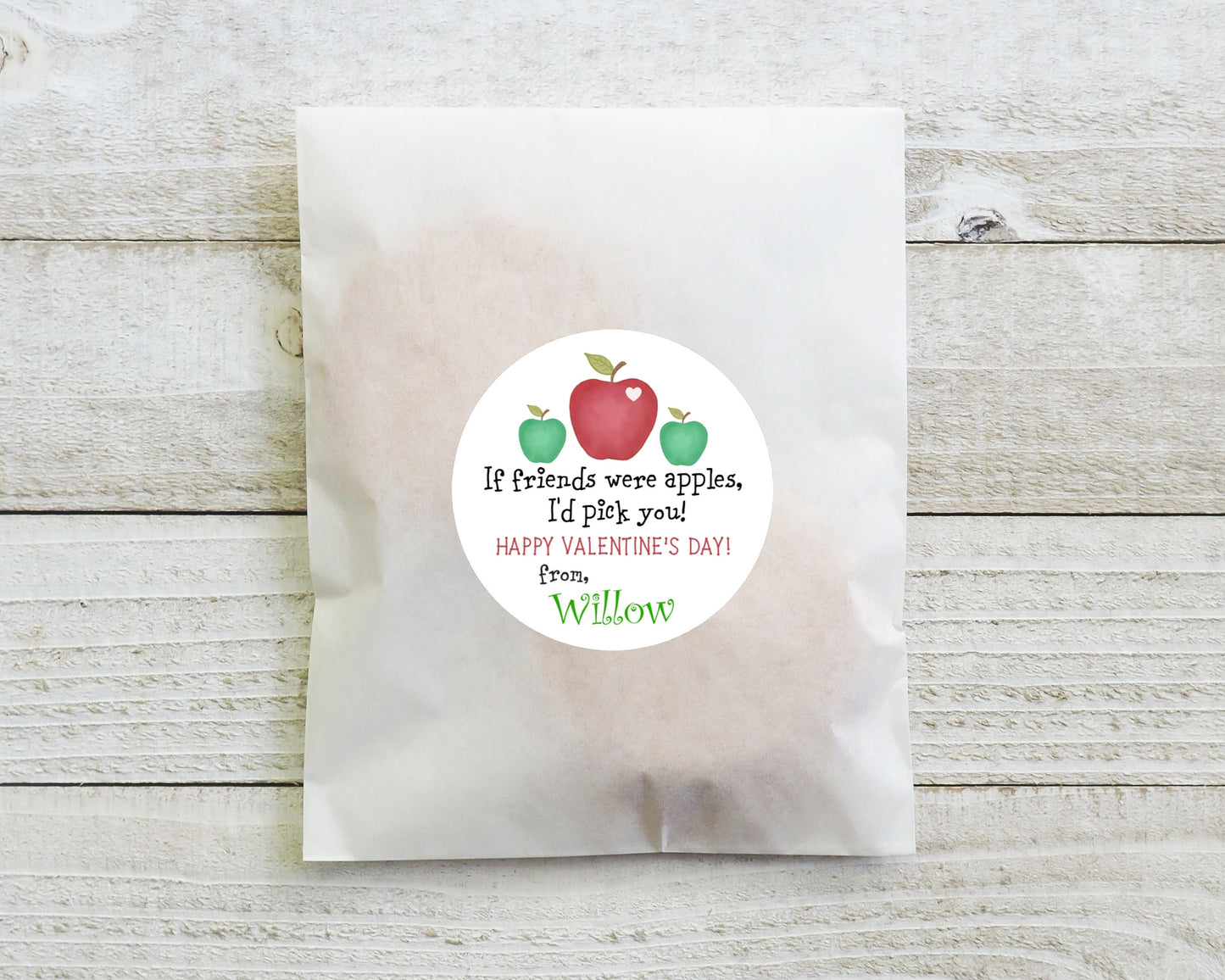 Apple Picking Friends Heart Fruit Valentines Day Round Class Teacher Kids Class Party Favors Label Stickers Multiple Sizes