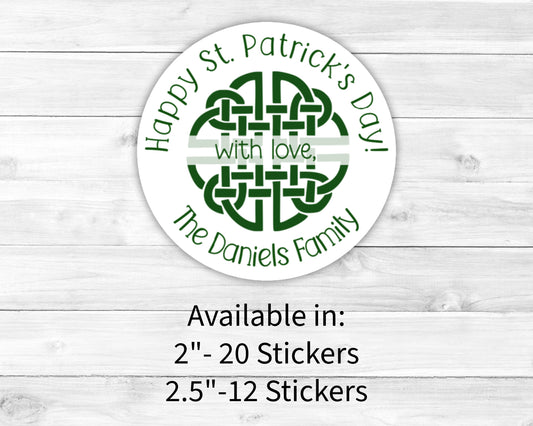 St. Patrick's Day Celtic Round Knot Irish Dark Green Saint Gift Giving  Round Teacher Kids Class Party Favors Label Stickers Multiple Sizes