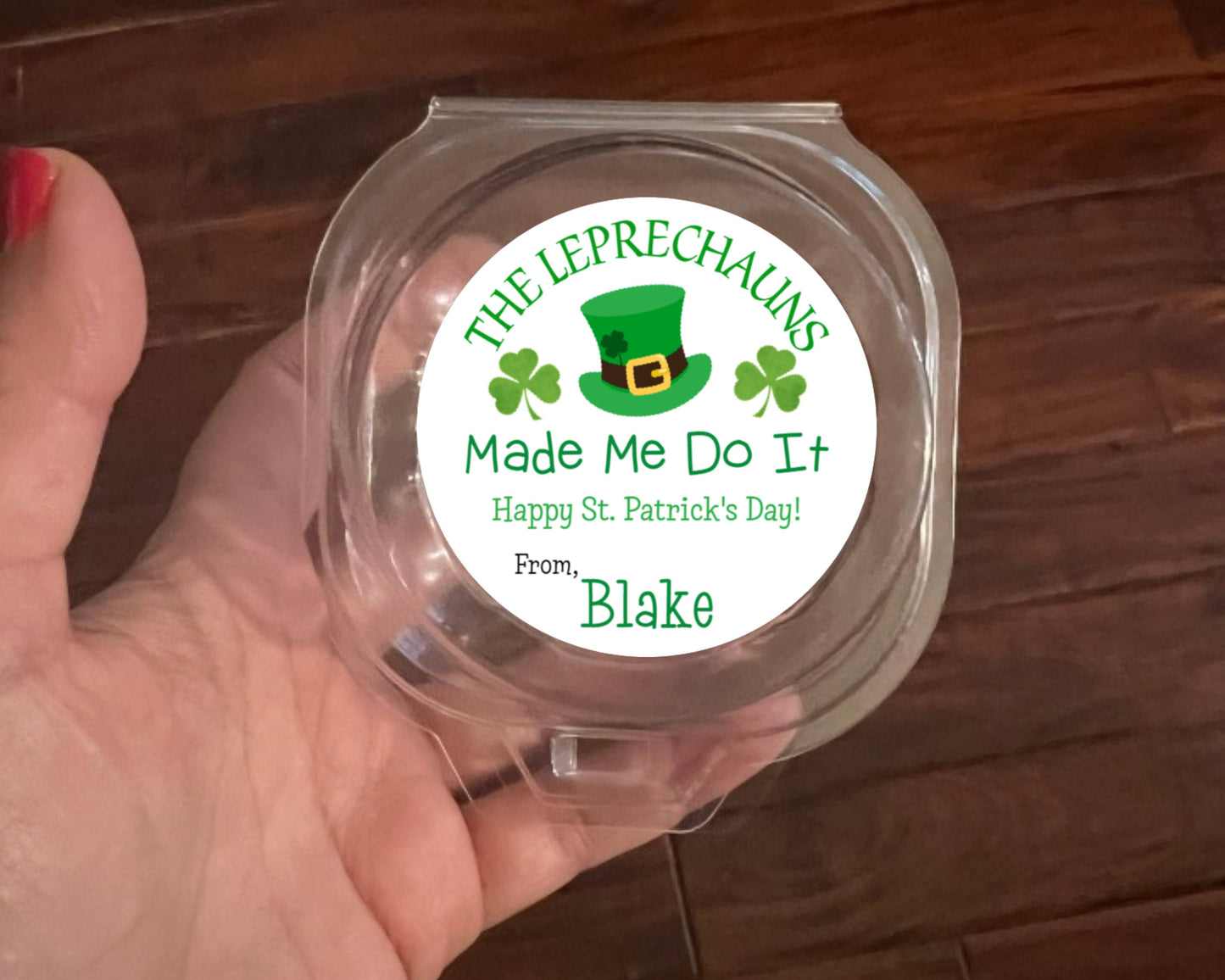 The Leprechauns Made Me Do It Saint St. Patrick's Day Clover Irish Top Hat Gift Giving Kids Class Party Favors Label Stickers