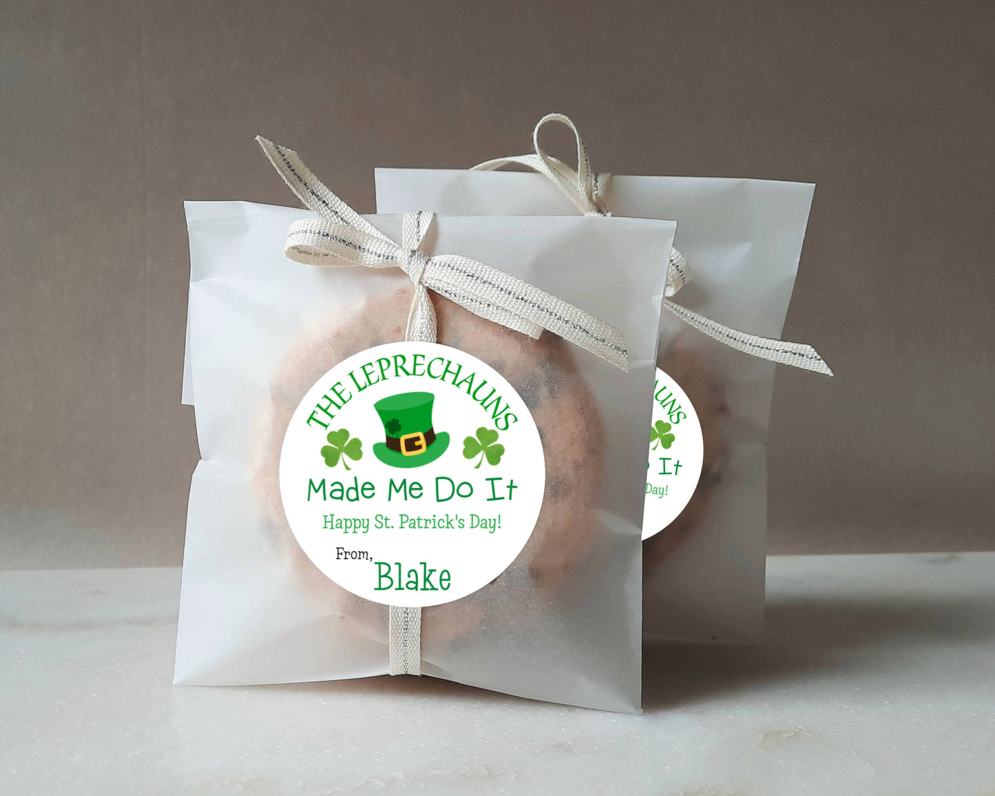 The Leprechauns Made Me Do It Saint St. Patrick's Day Clover Irish Top Hat Gift Giving Kids Class Party Favors Label Stickers