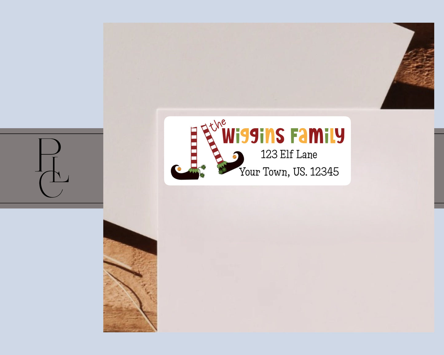 Whimsical Christmas Elf Feet Legs Red Green Holiday Personalized Return Address Labels Mailing Stickers Set of 30