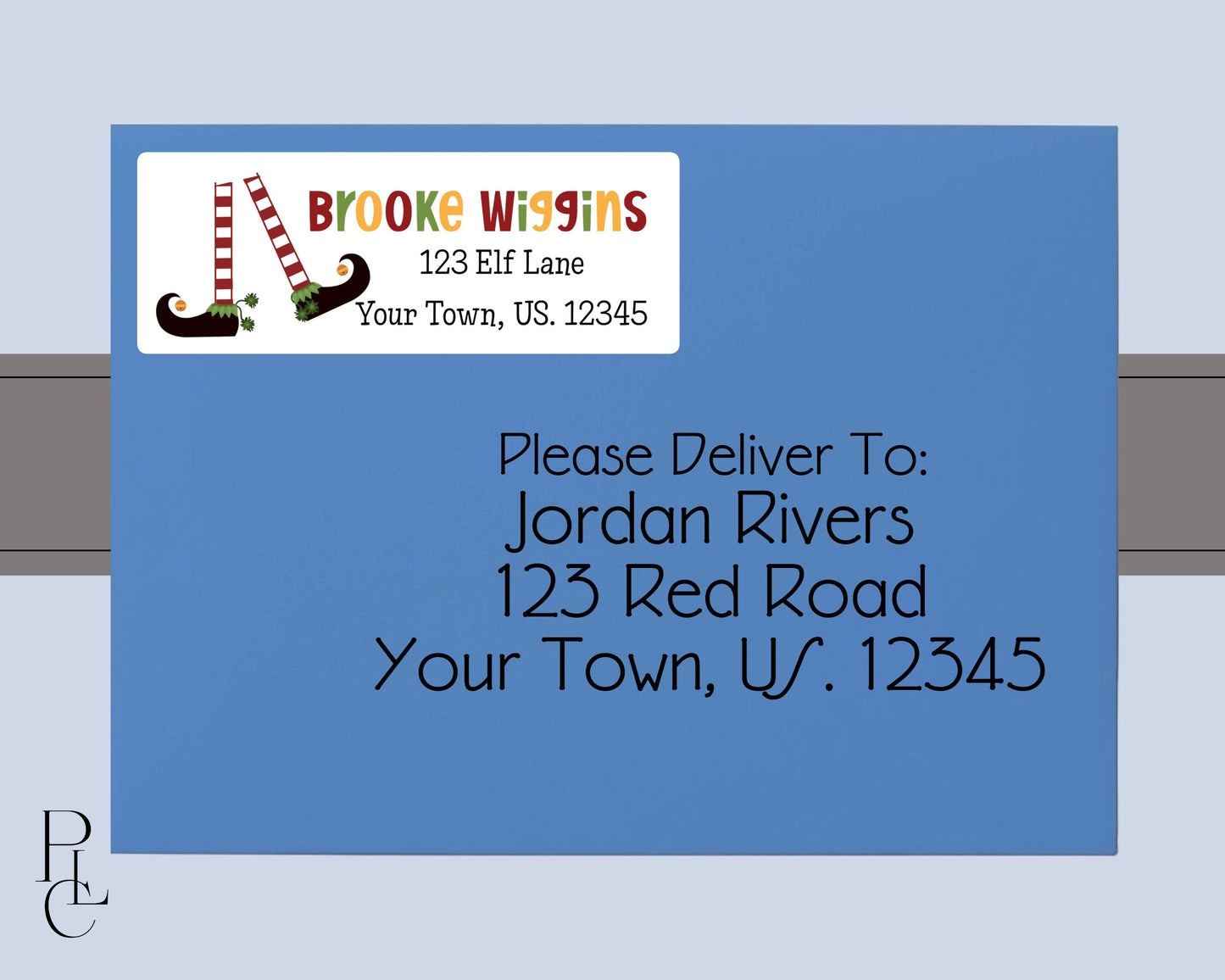 Whimsical Christmas Elf Feet Legs Red Green Holiday Personalized Return Address Labels Mailing Stickers Set of 30