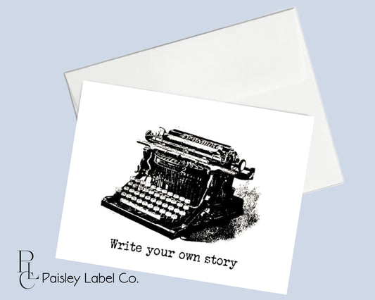 Vintage Retro Typewriter  Notecard Note Card Personalized Custom Chose your Color Stationery Stationary Folded Notecards Set