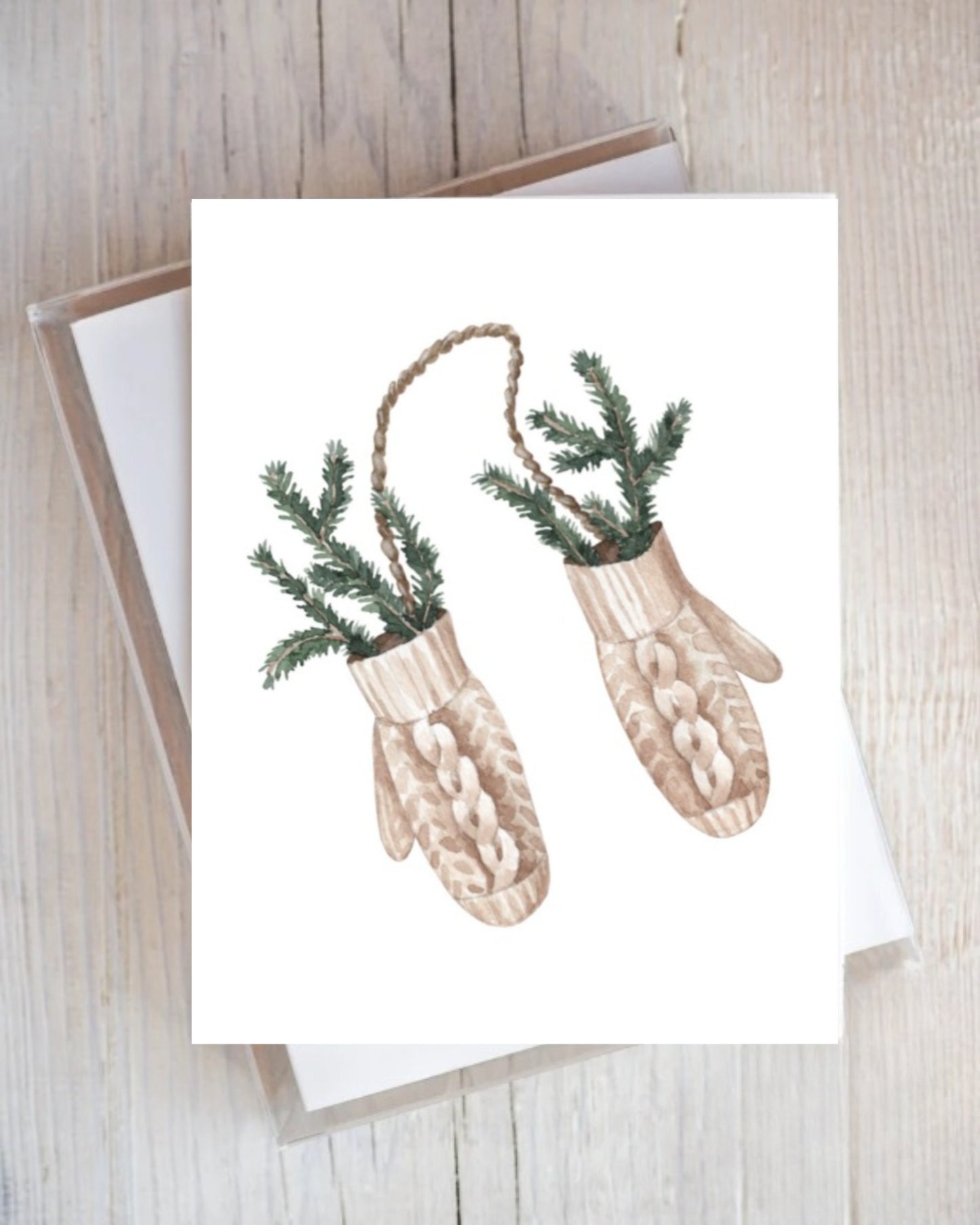 Christmas Tree Winter Mittens Gloves Minimalist Cards Holiday Festive  Stationery Stationary Folded Notecards Set