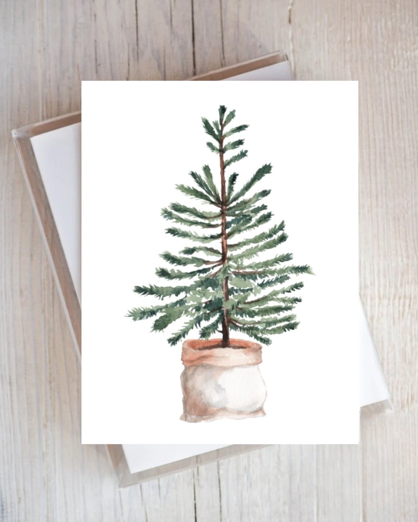 Christmas Tree Winter Mittens Gloves Minimalist Cards Holiday Festive  Stationery Stationary Folded Notecards Set