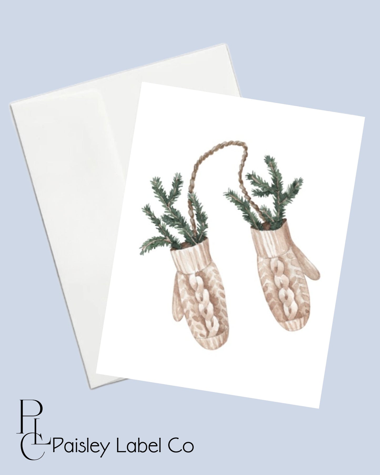 Christmas Tree Winter Mittens Gloves Minimalist Cards Holiday Festive  Stationery Stationary Folded Notecards Set