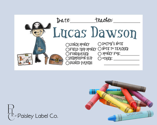 Back To School Money Envelopes School Stationery Personalized Student Kids Envelopes Carton Pirate Boy Map Matey Name School Supplies Set