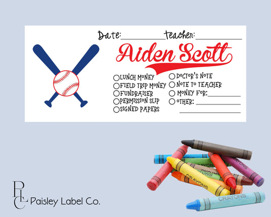 Back To School Money Envelopes School Stationery Personalized Student Kids Envelopes Baseball Bat Sports Custom Name School Supplies Set