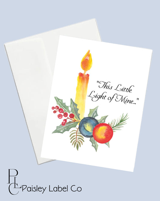 Christmas Note Cards Notecards Candle Holly Holiday Personalized Ornaments Set of 12 Folded Notecards Stationery Stationary Blank Inside