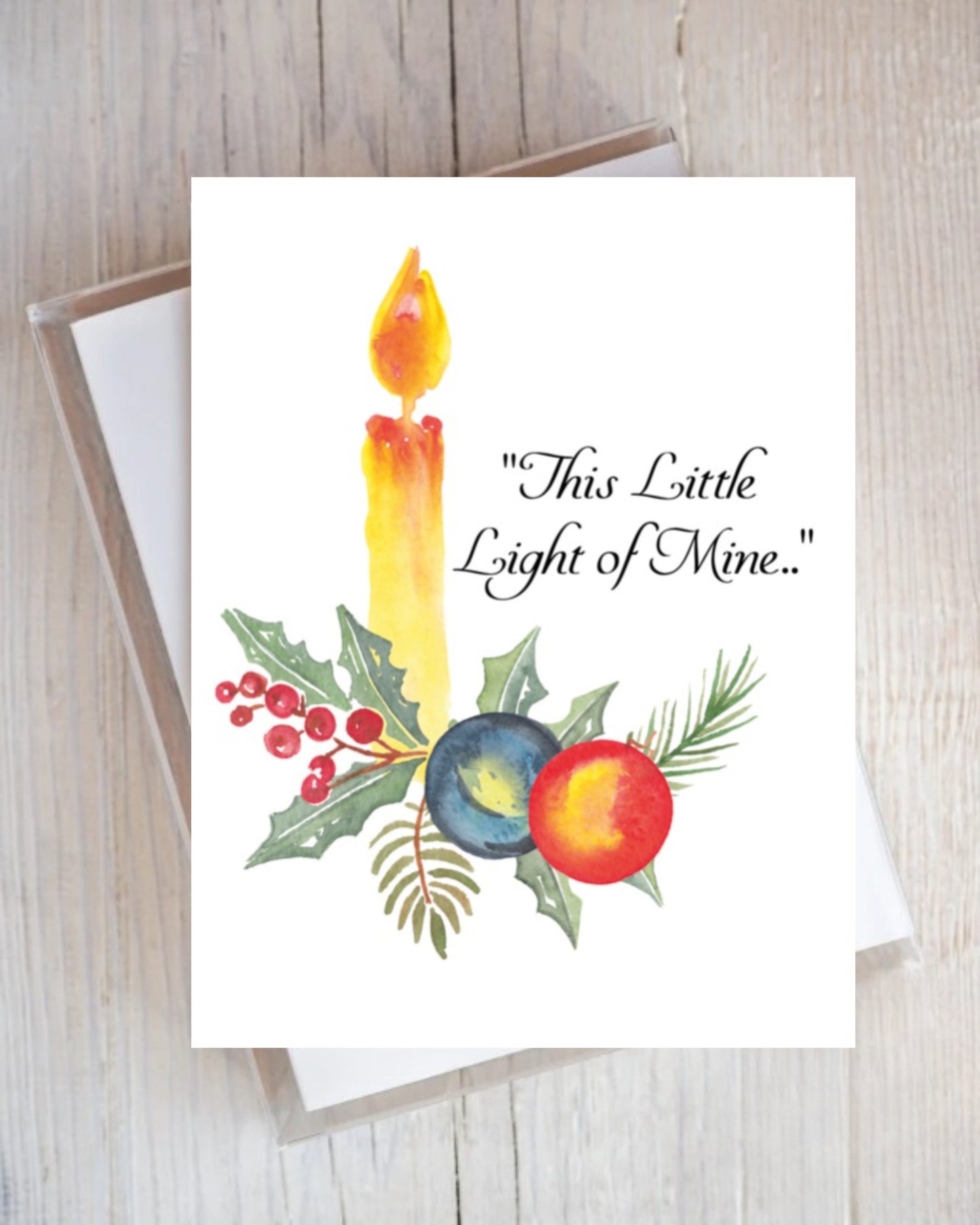 Christmas Note Cards Notecards Candle Holly Holiday Personalized Ornaments Set of 12 Folded Notecards Stationery Stationary Blank Inside