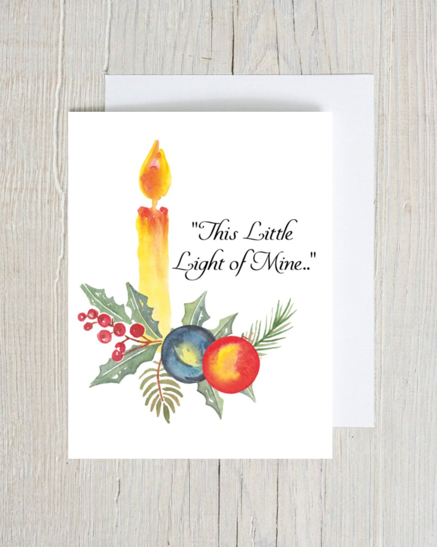 Christmas Note Cards Notecards Candle Holly Holiday Personalized Ornaments Set of 12 Folded Notecards Stationery Stationary Blank Inside