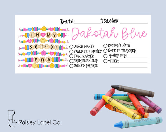 Back To School Money Envelopes School Stationery Personalized Student Kids Envelopes Friendship Bracelet School Era Swiftie  Name School