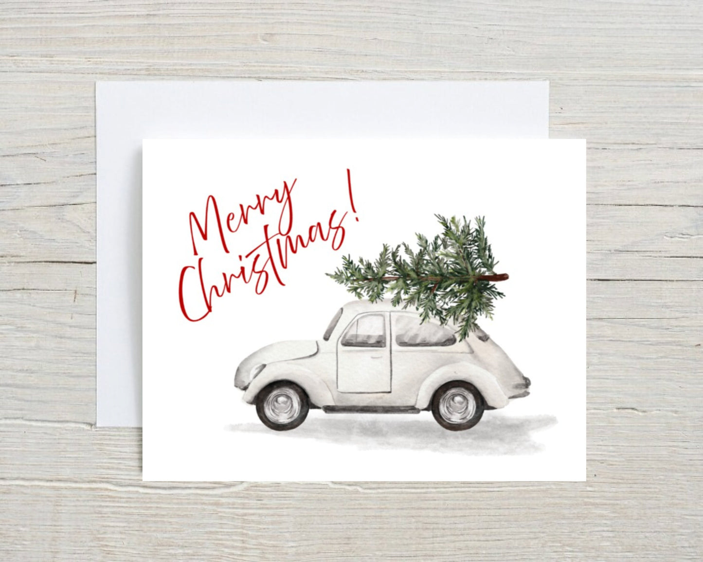 Winter Merry Christmas Bug Beetle Christmas Tree Minimalist Notecard Note Card Personalized Custom Stationery Stationary Folded Notecard Set