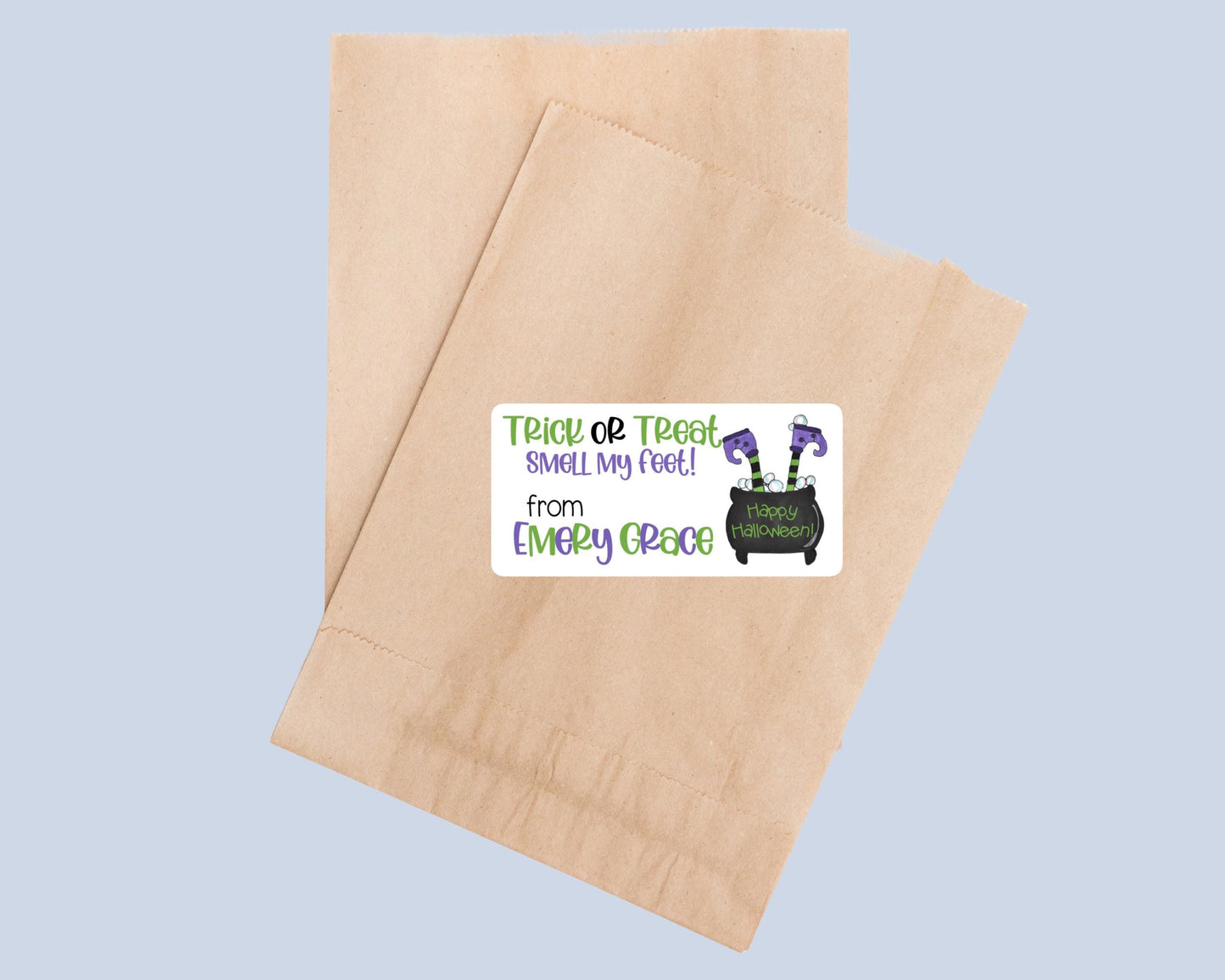 Happy Halloween Smell My feet Witches Feet Cauldron Kids Teacher Gift Tag Treat Bag Personalized Party Favor Stickers Labels Sheet of 10