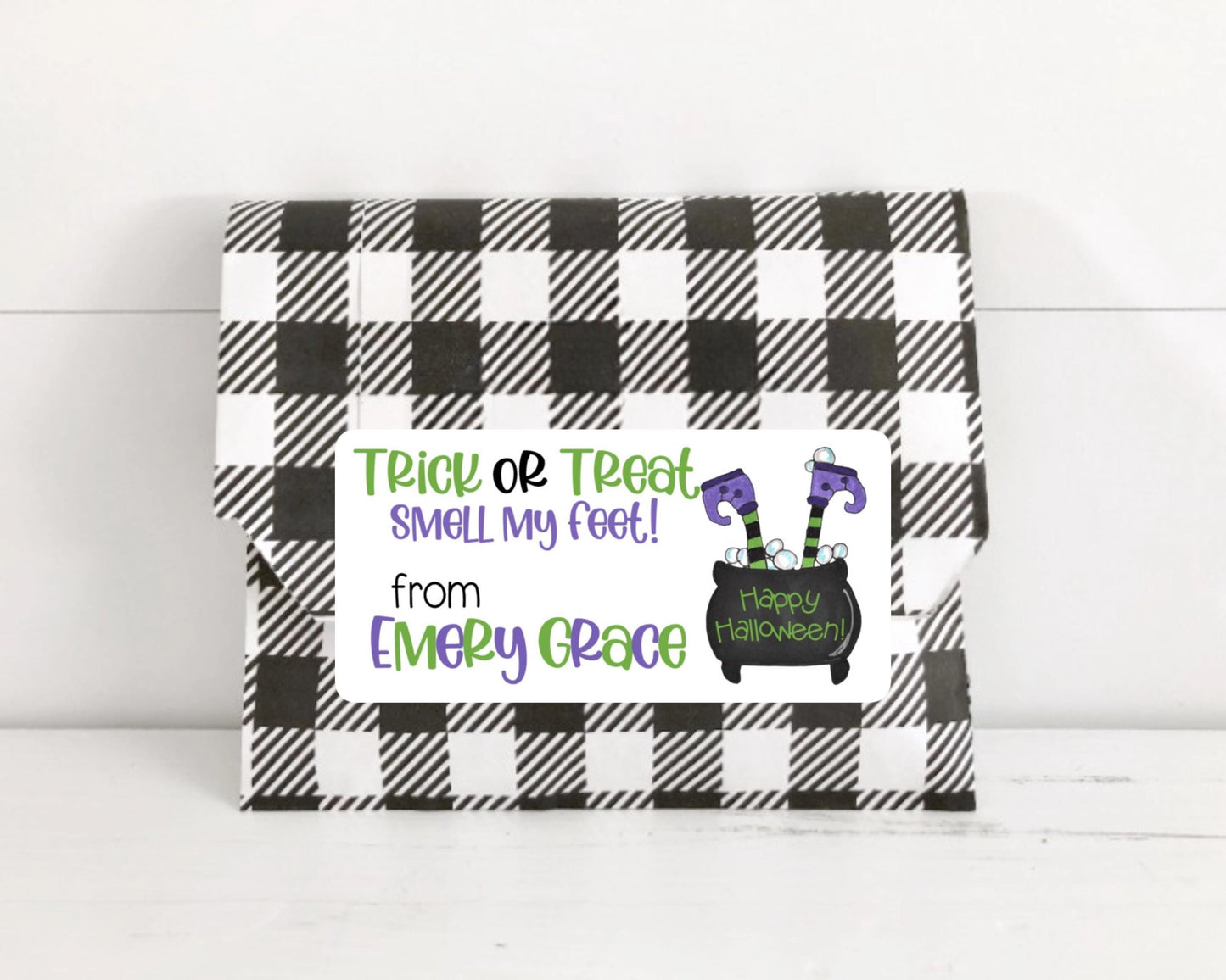 Happy Halloween Smell My feet Witches Feet Cauldron Kids Teacher Gift Tag Treat Bag Personalized Party Favor Stickers Labels Sheet of 10
