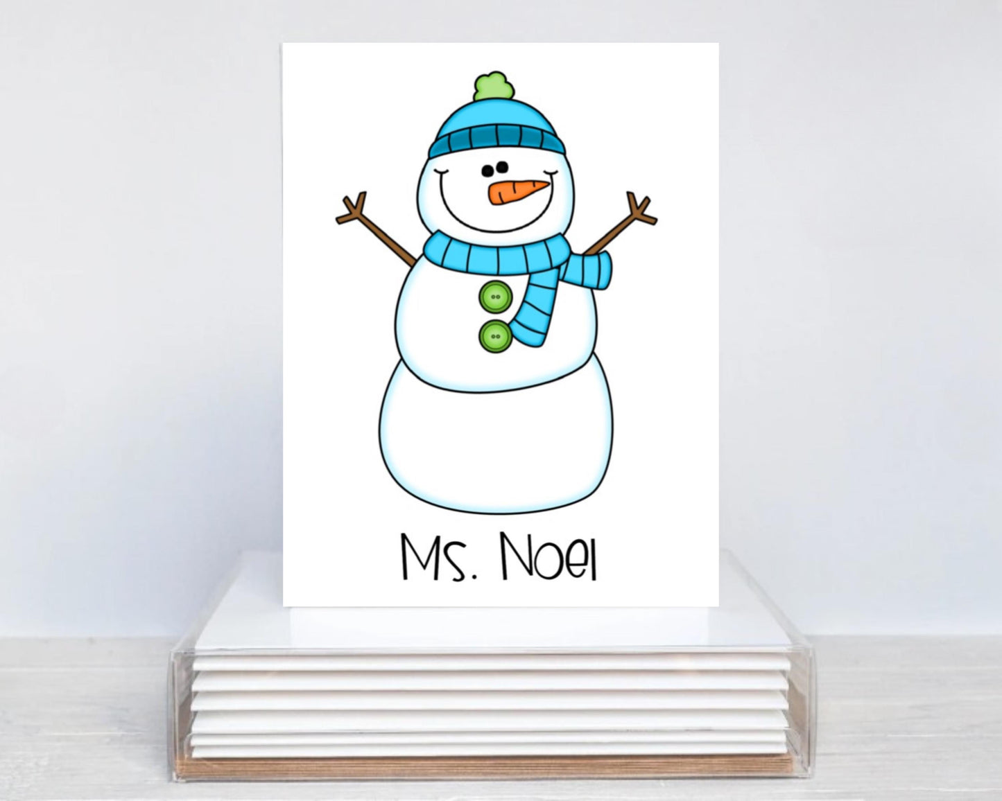 Personalized Snowman Note Card Set Notecard Thank You Note Winter Teacher Gift Stationery Set Stationary Folded or Flat Blank Notecard