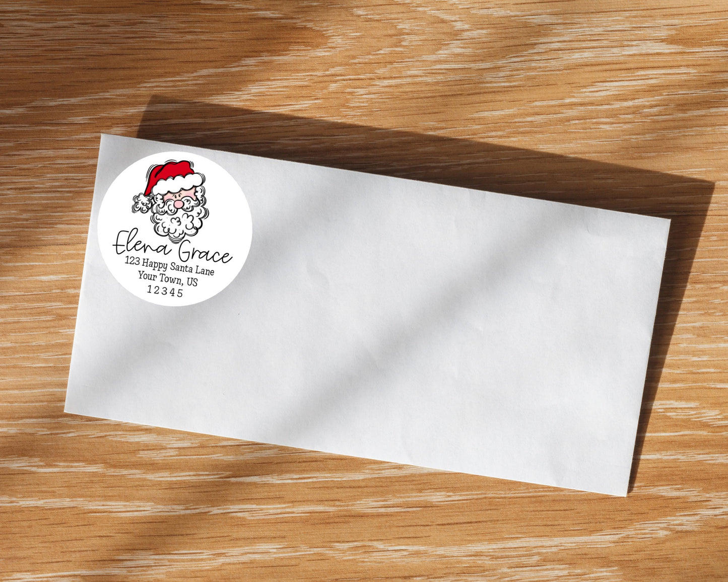 Whimsical Santa Claus Kris Kringle Saint Nicholas Nick Father Christmas Personalized  Round Circle Return Address Mailing Labels Stickers
