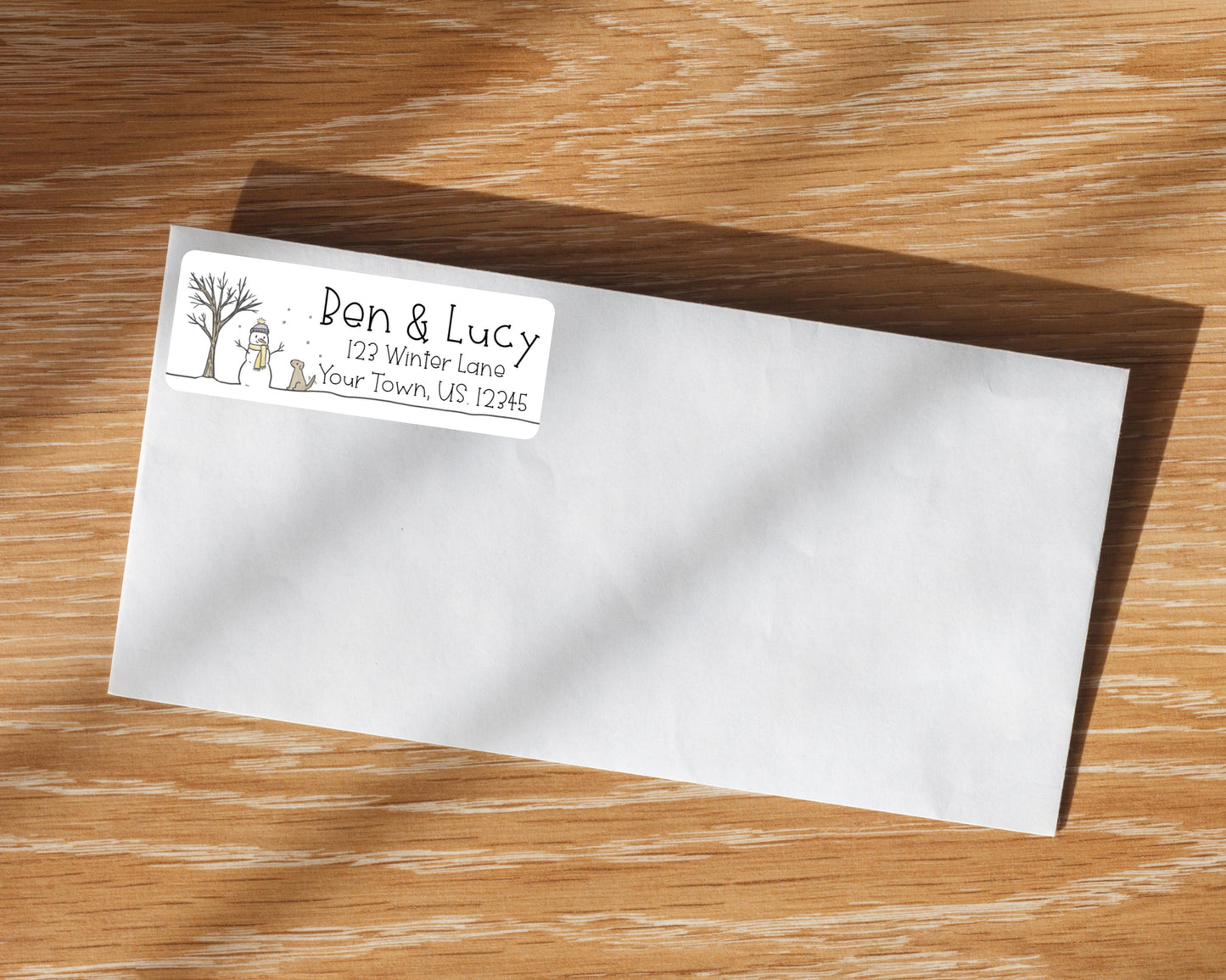 Winter Wonderland Snowman Dog Puppy Let it Snow Scene Personalized Return Address Labels Mailing Labels Stickers Holiday Sheet of 30