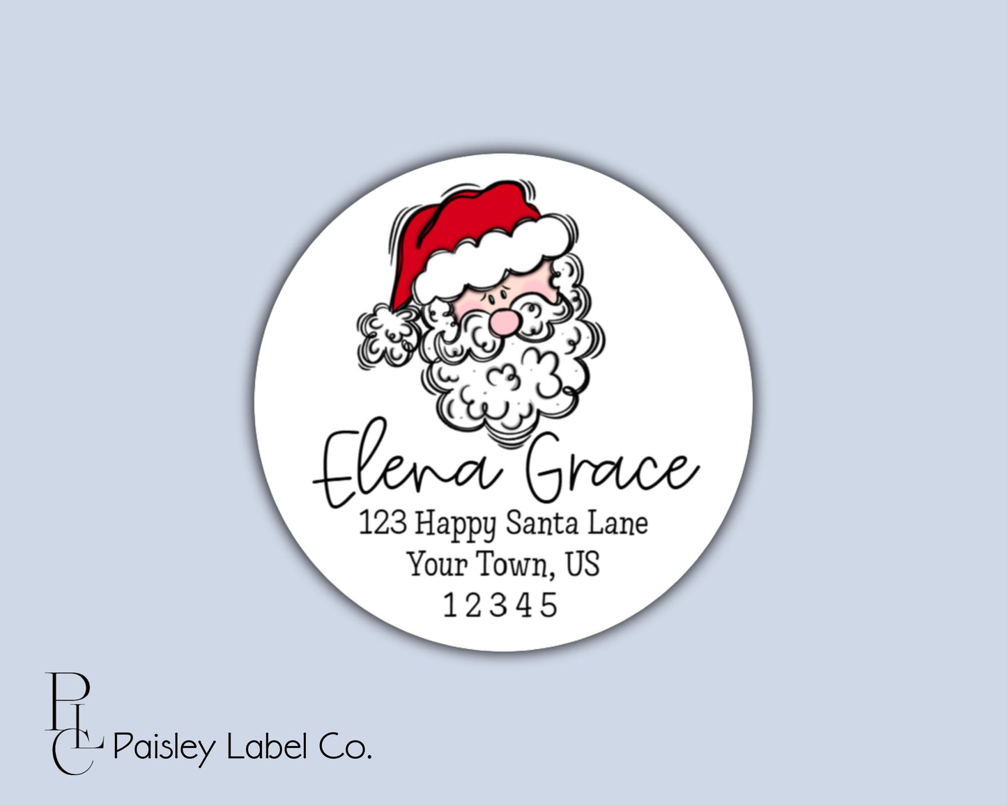 Whimsical Santa Claus Kris Kringle Saint Nicholas Nick Father Christmas Personalized  Round Circle Return Address Mailing Labels Stickers