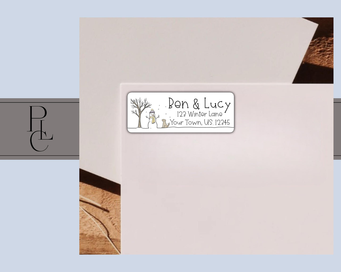 Winter Wonderland Snowman Dog Puppy Let it Snow Scene Personalized Return Address Labels Mailing Labels Stickers Holiday Sheet of 30