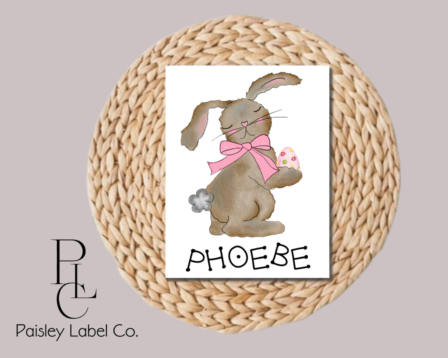 Watercolor Floppy Big Ear Bunny Rabbit Easter Kids Personalized Gift Notecard Note Card Stationery Stationary Folded Blank Inside Set of 12