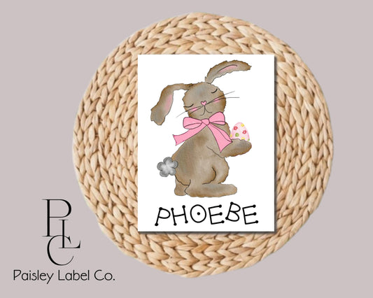 Watercolor Floppy Big Ear Bunny Rabbit Easter Kids Personalized Gift Notecard Note Card Stationery Stationary Folded Blank Inside Set of 12