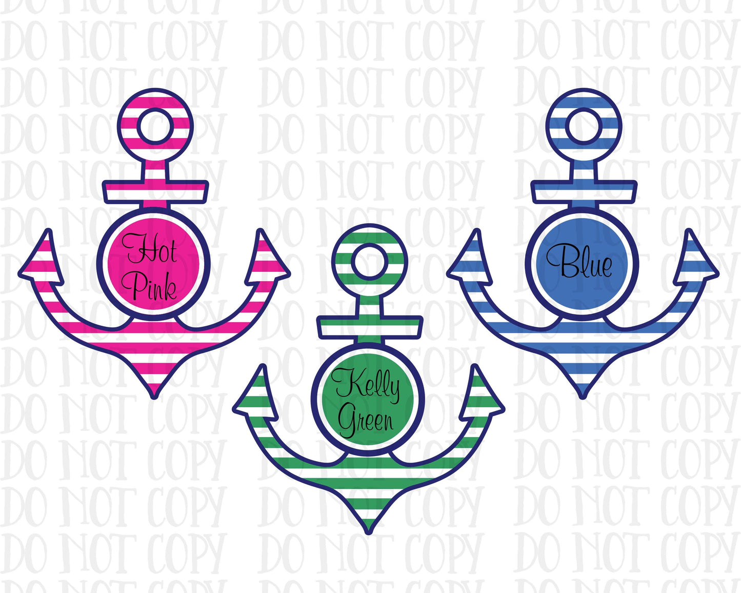 Anchor Anchors Aweigh Nautical Preppy Personalized Gift Notecard Note Card Stationery Stationary Folded Blank Inside Cards Set of 12