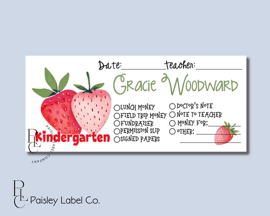 Back To School Money Envelopes School Stationery Personalized Student Kids Envelopes Berry Sweet Strawberries Fruit Strawberry Fields Pink