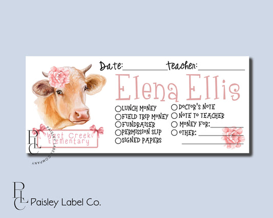Back To School Money Envelopes School Stationery Personalized Student Kids Envelopes Boho Cow Cowgirl Flowers Pink Bow Coquette Farm Life