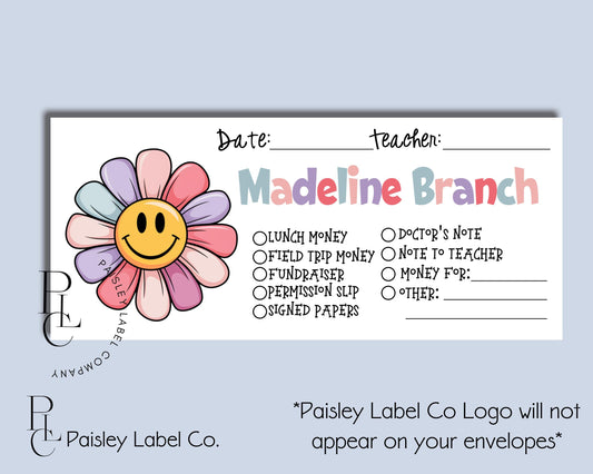 Retro Groovy Smiley Face Colorful Sunflower Flower Back To School Money Envelopes School  Student Kids Envelopes Lunch Money Organization