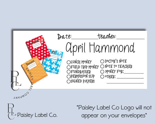 Composition Notebooks Note Book Colorful 4th 5th Grade Back To School Money Envelopes School Student Kids Envelopes Lunch Money Organization