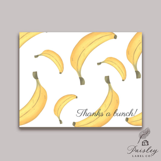 Thanks a Bunch! Banana Thank You Cards Yellow Thanks Watercolor Note Card Gift Notecard Stationery Stationary Folded With Envelopes