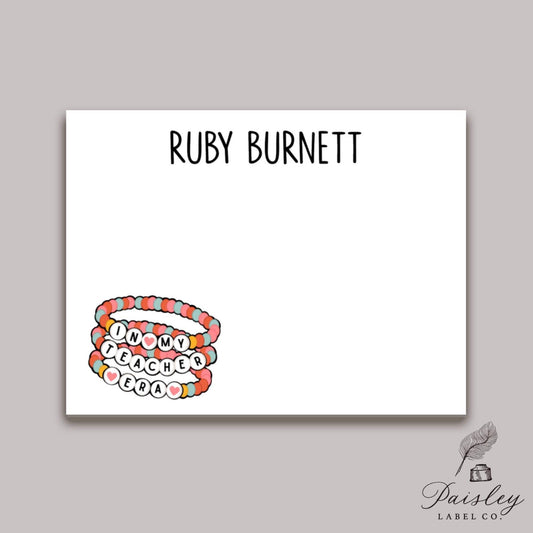 In My Teacher Note Era Bracelet Note Card Notecard Set Personalized Teacher Appreciation Gift Back To School Gift Teacher Christmas Gift