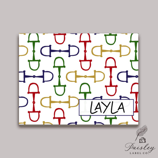Equestrian Horse Rider Pony Bits Bridle Stable Note Card Set of 12 Gift Notecard Note Card  Stationery Stationary Folded Note Card Gift Set