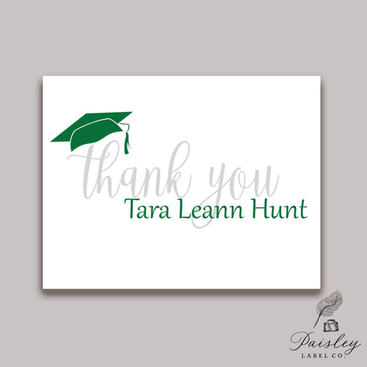 Graduation Grad Cap Thank You Custom Note Card Set Notecard Personalized Graduation Thank You Note College High School Stationery Stationary
