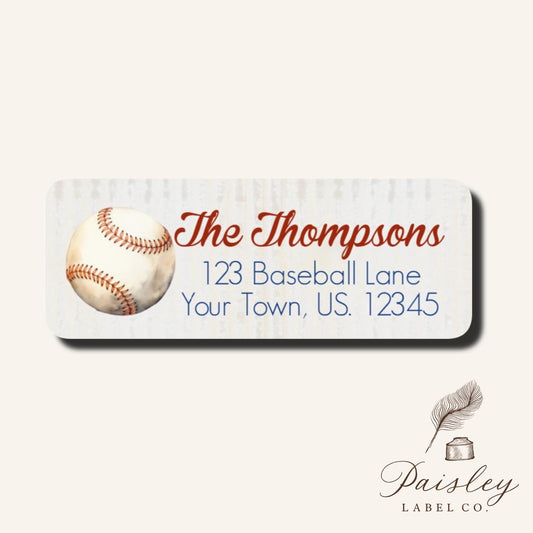 Vintage Used Baseball Ball Pitcher Outfield Bases Dugout Sport  Personalized Return Address Labels Mailing Stickers Sheet of 30