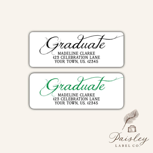Graduate Script Class of 2025 Graduation High School Collage Graduation Announcement Classic Elegant Return Address Labels Sheet of 30