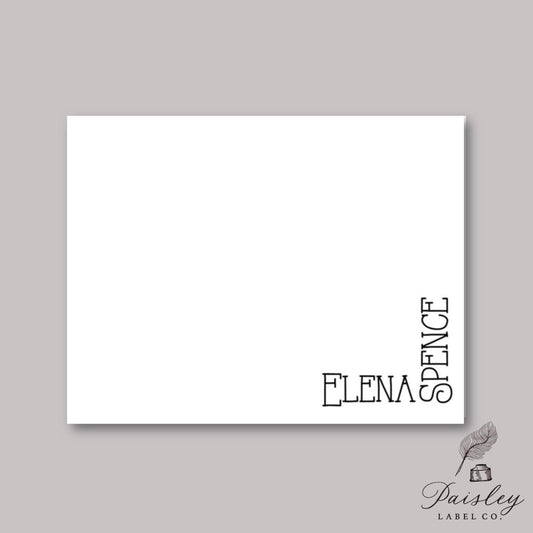 Classic Simple Minimalist Corner Name Custom Monogram Gift Notecard Note Card Personalized Custom Stationery Stationary Folded Notecard Set