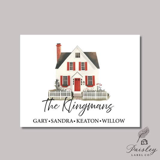 New House New Home House Warming Gift Family Name Folded Notecard Note Card Personalized Custom Stationery Stationary Notecard Set of 12
